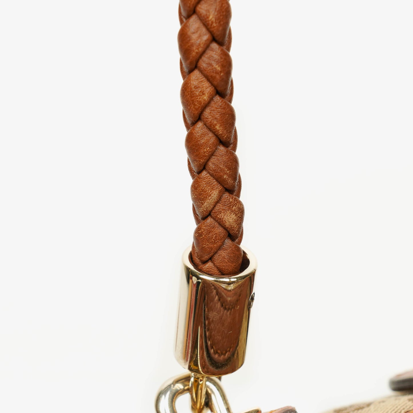 Gucci Bella Monogram Canvas Braided Handles Satchel Tote Bag