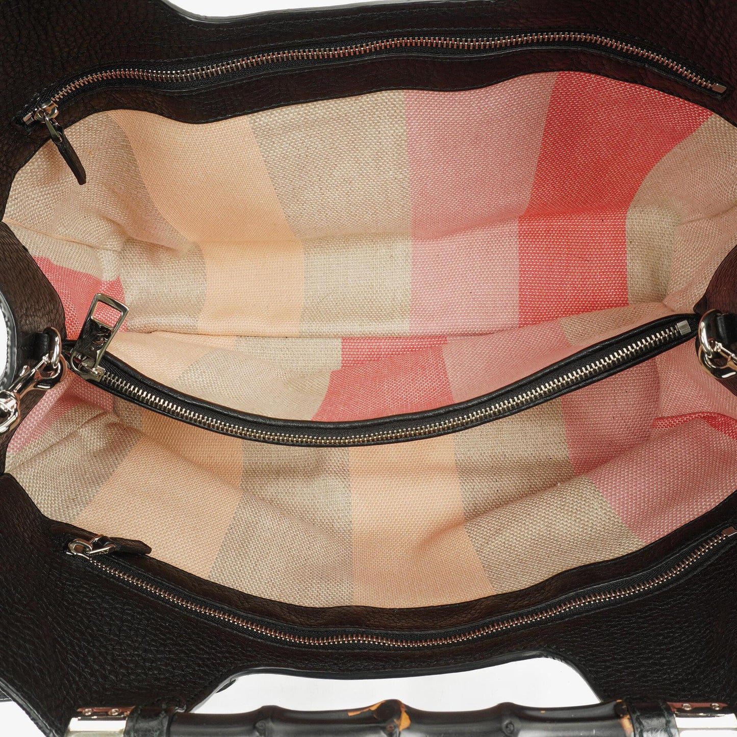 Gucci Black Calfskin Bamboo Daily Shopper Bag