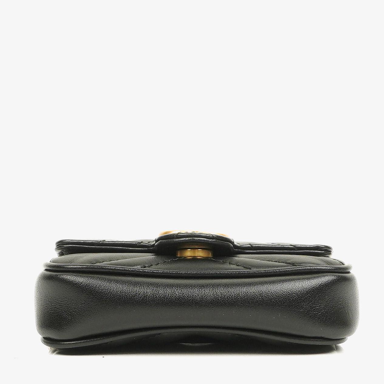 Gucci Black Calfskin Matelasse GG Marmont 2.0 Coin Purse On A Chain