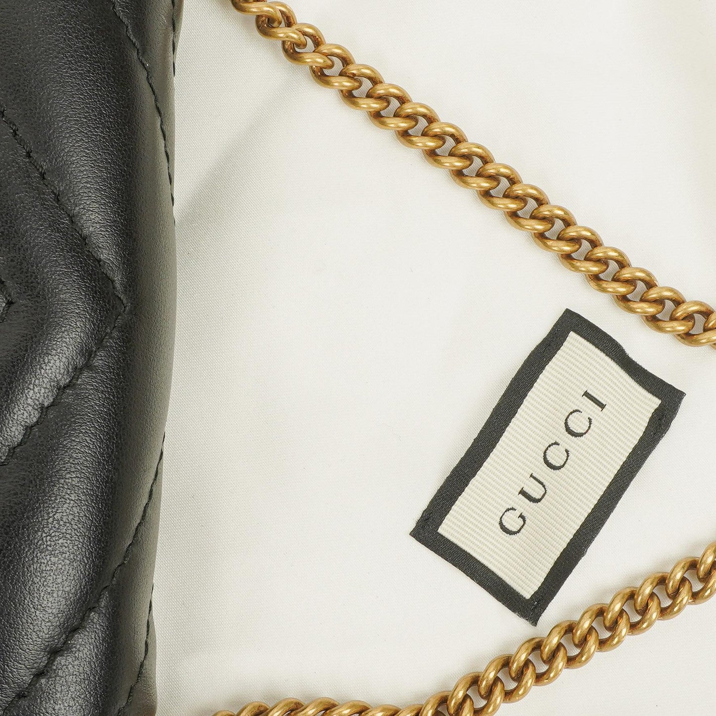 Gucci Black Calfskin Matelasse GG Marmont 2.0 Coin Purse On A Chain