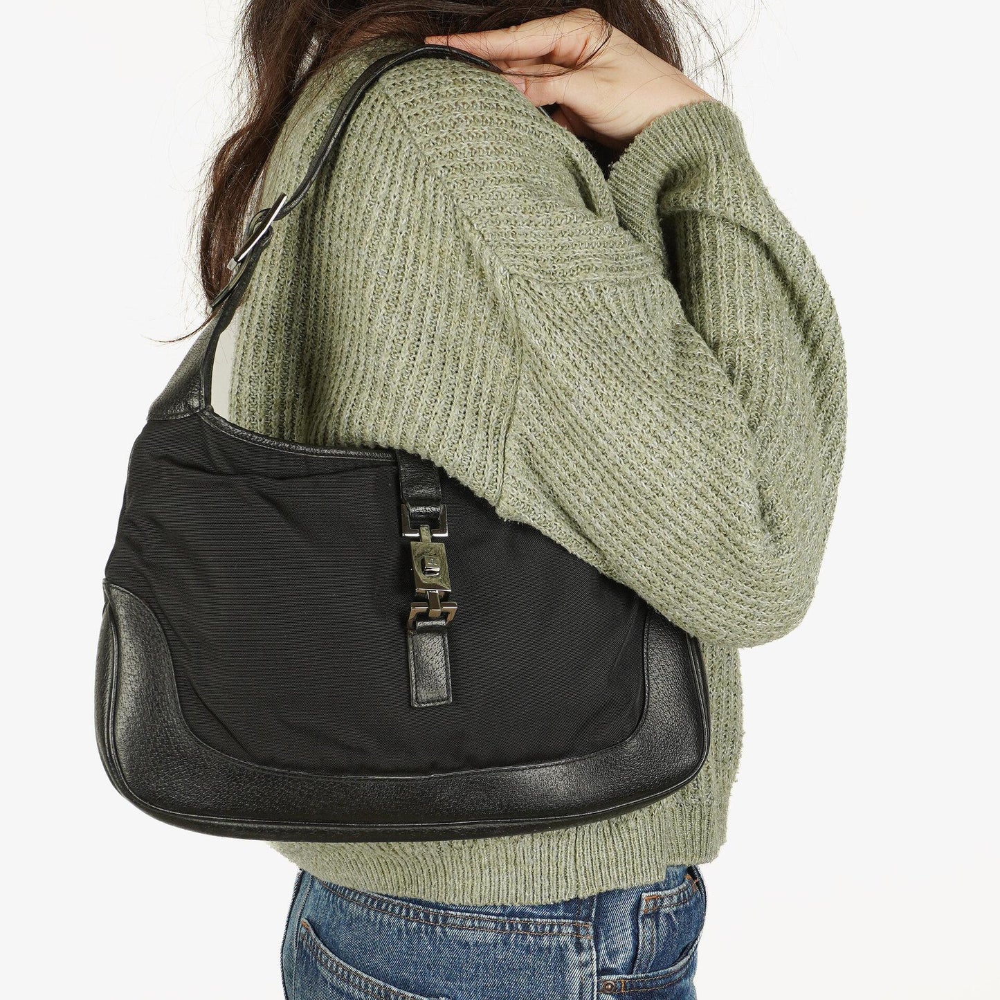 Gucci Black Canvas And Leather Jackie Medium Vintage Shoulder Bag