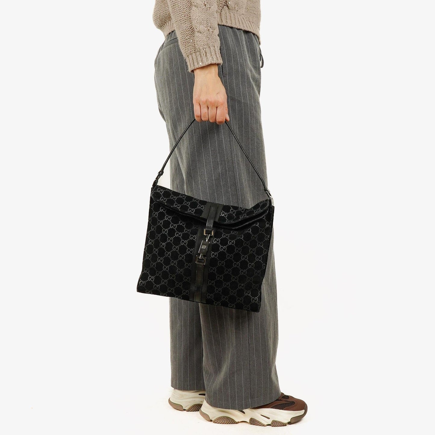 Gucci Black Jackie GG Suede Square Bag