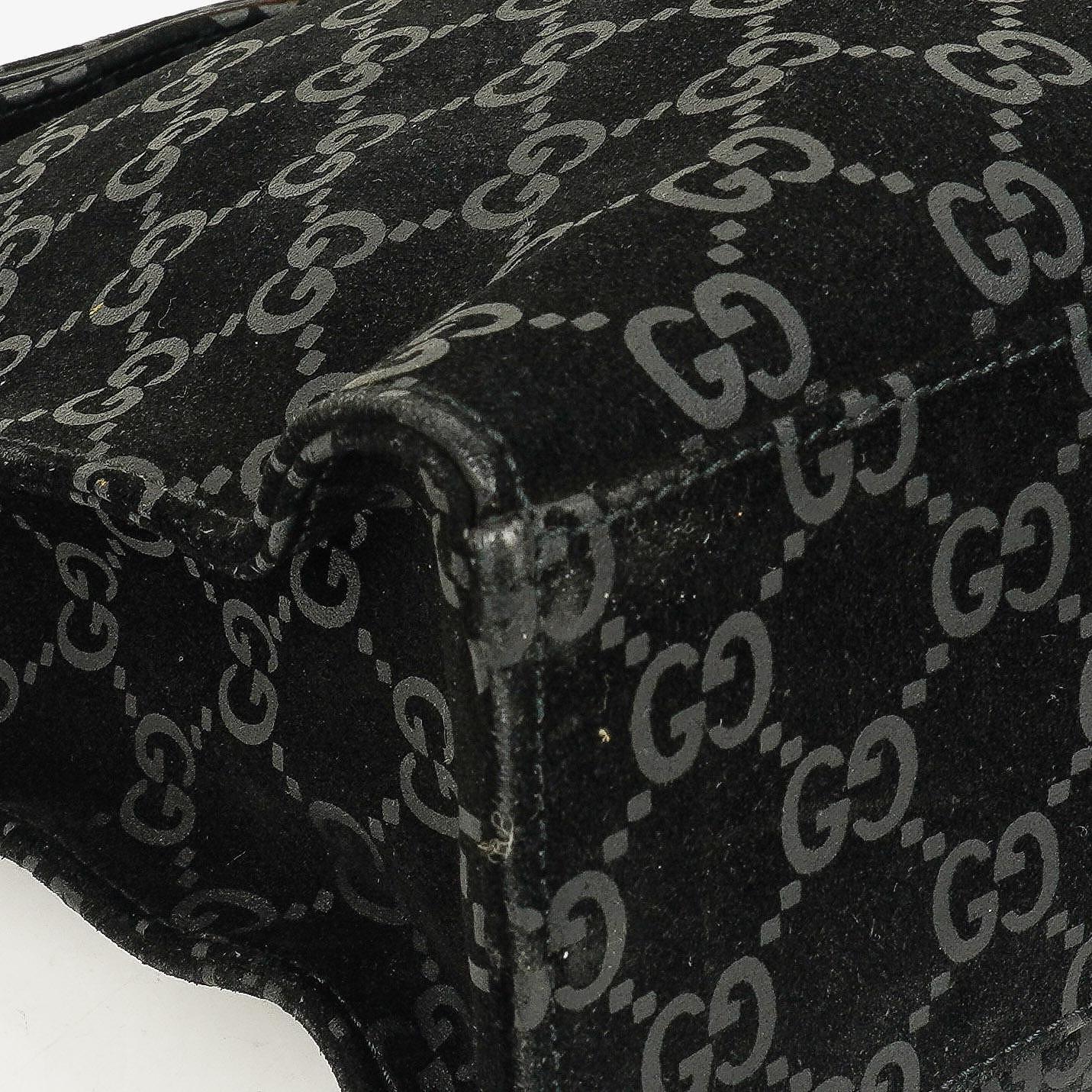 Gucci Black Jackie GG Suede Square Bag