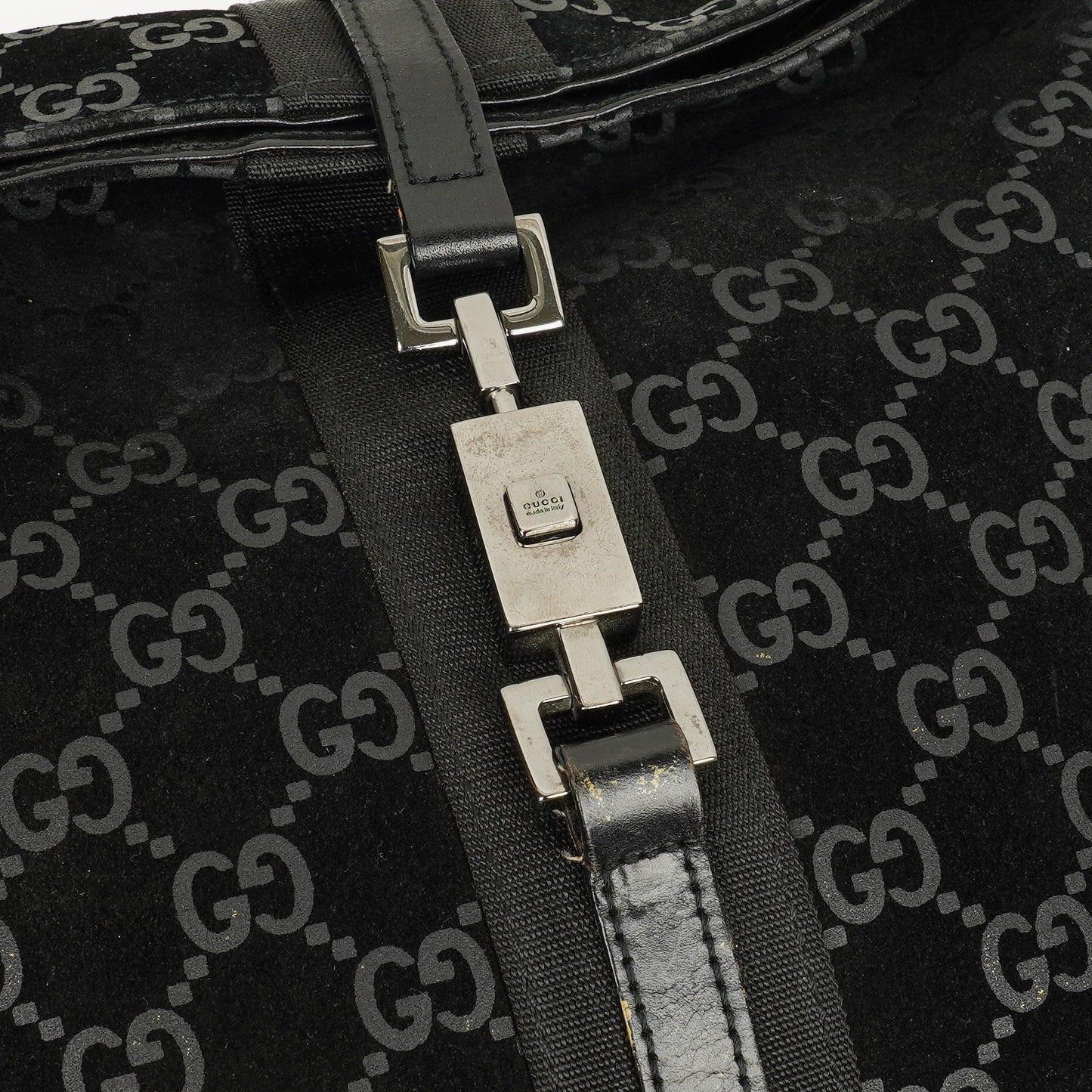 Gucci Black Jackie GG Suede Square Bag