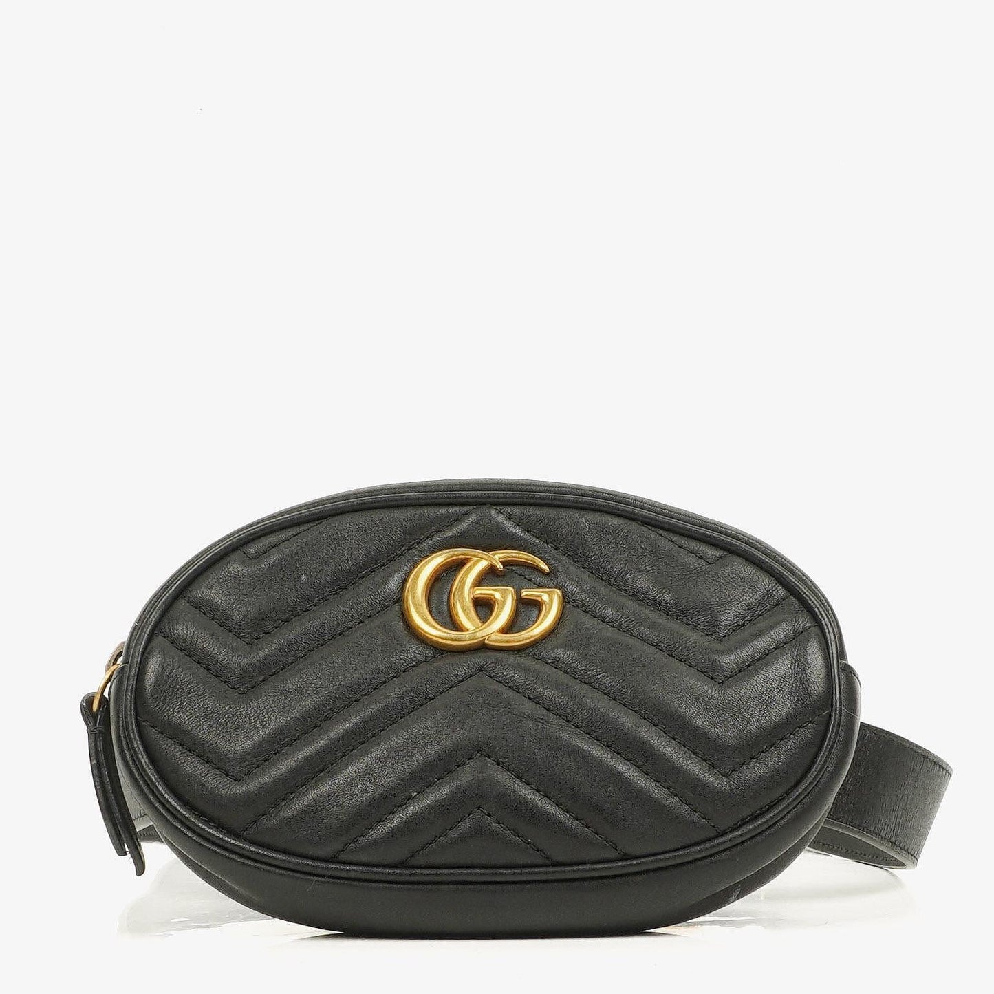 Gucci Black Leather GG Marmont Belt Bag