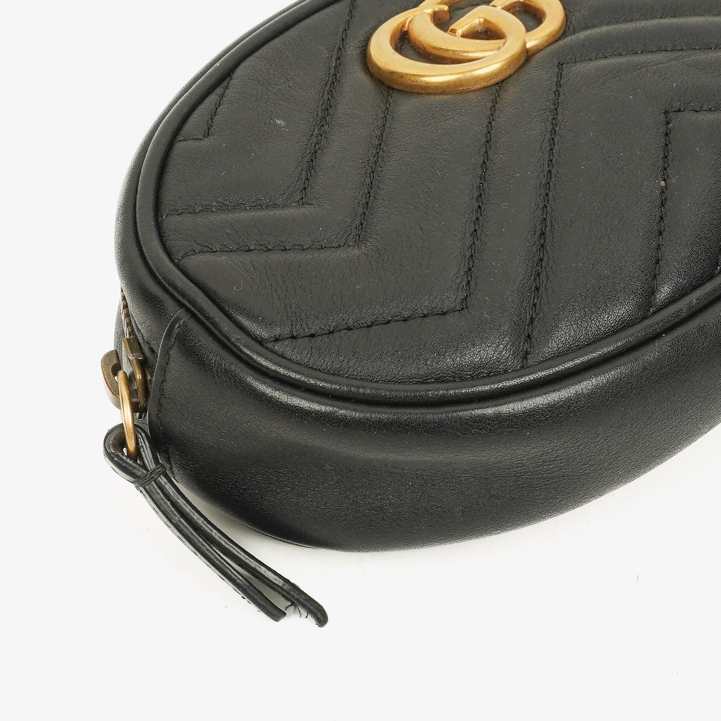 Gucci Black Leather GG Marmont Belt Bag