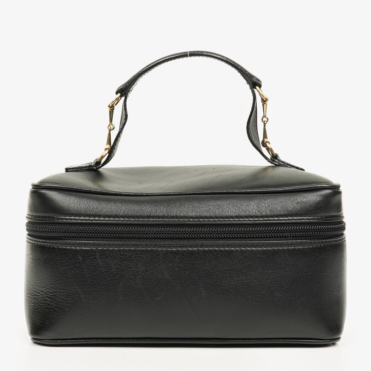 Gucci Black Leather Horsebit Vanity Bag