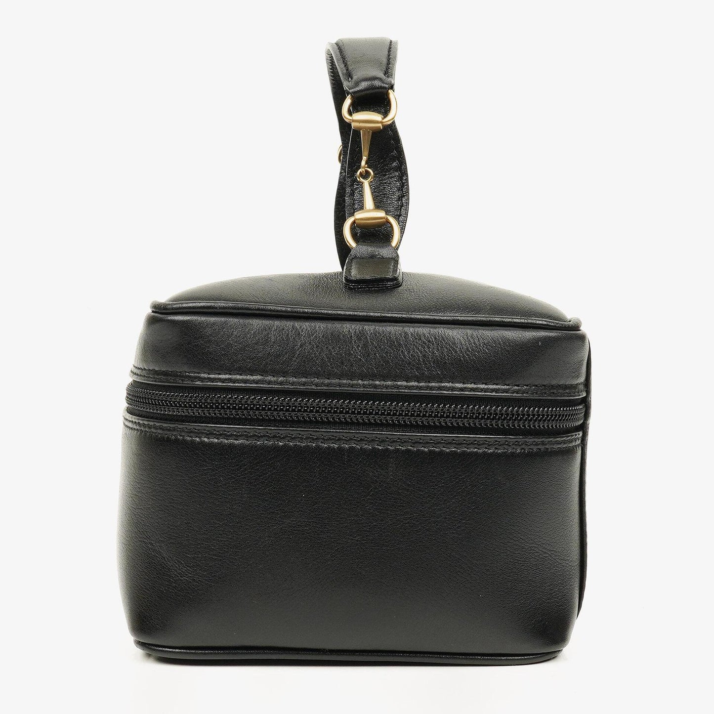 Gucci Black Leather Horsebit Vanity Bag