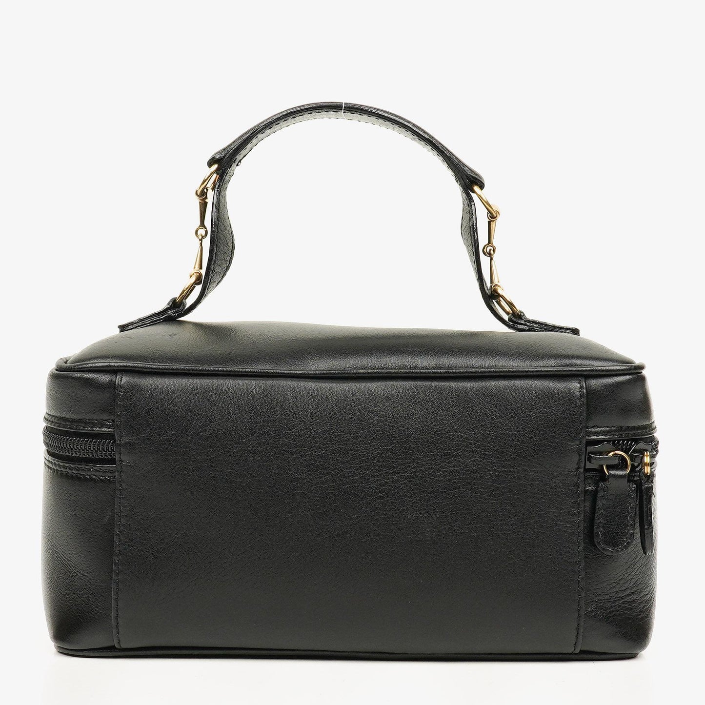Gucci Black Leather Horsebit Vanity Bag