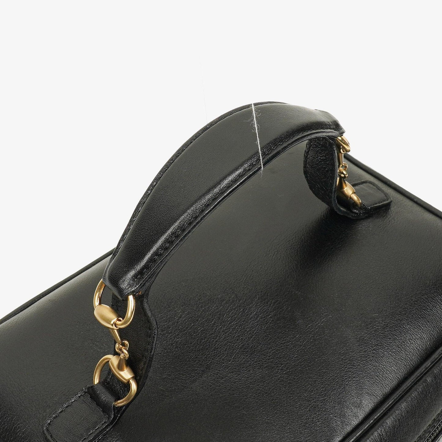 Gucci Black Leather Horsebit Vanity Bag