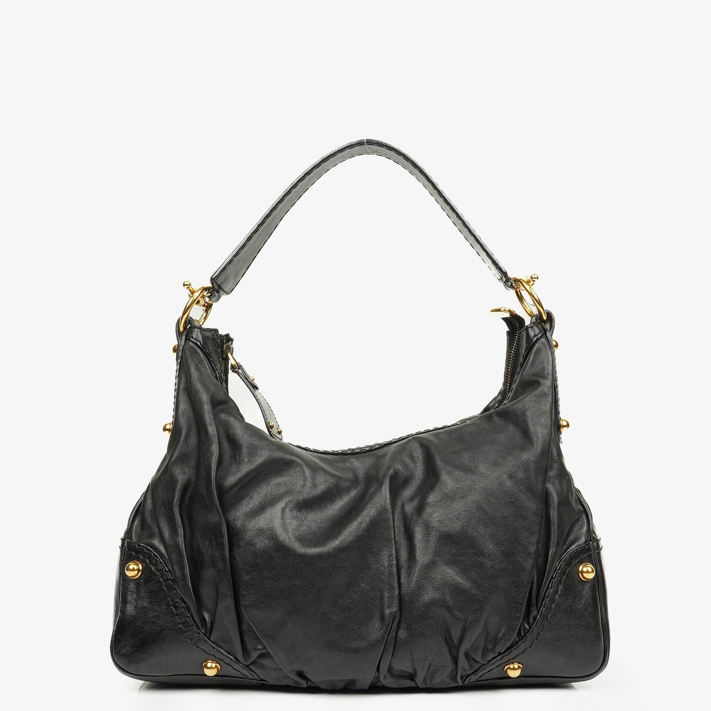 Gucci Black Leather Medium Jockey Hobo Bag