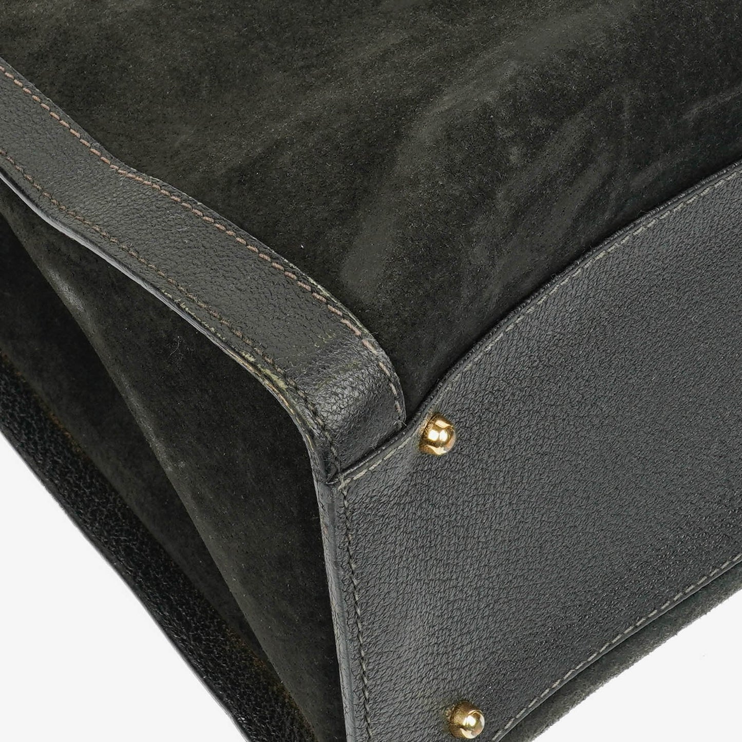 Gucci Black Vintage Suede And Leather Diana Bamboo Tote