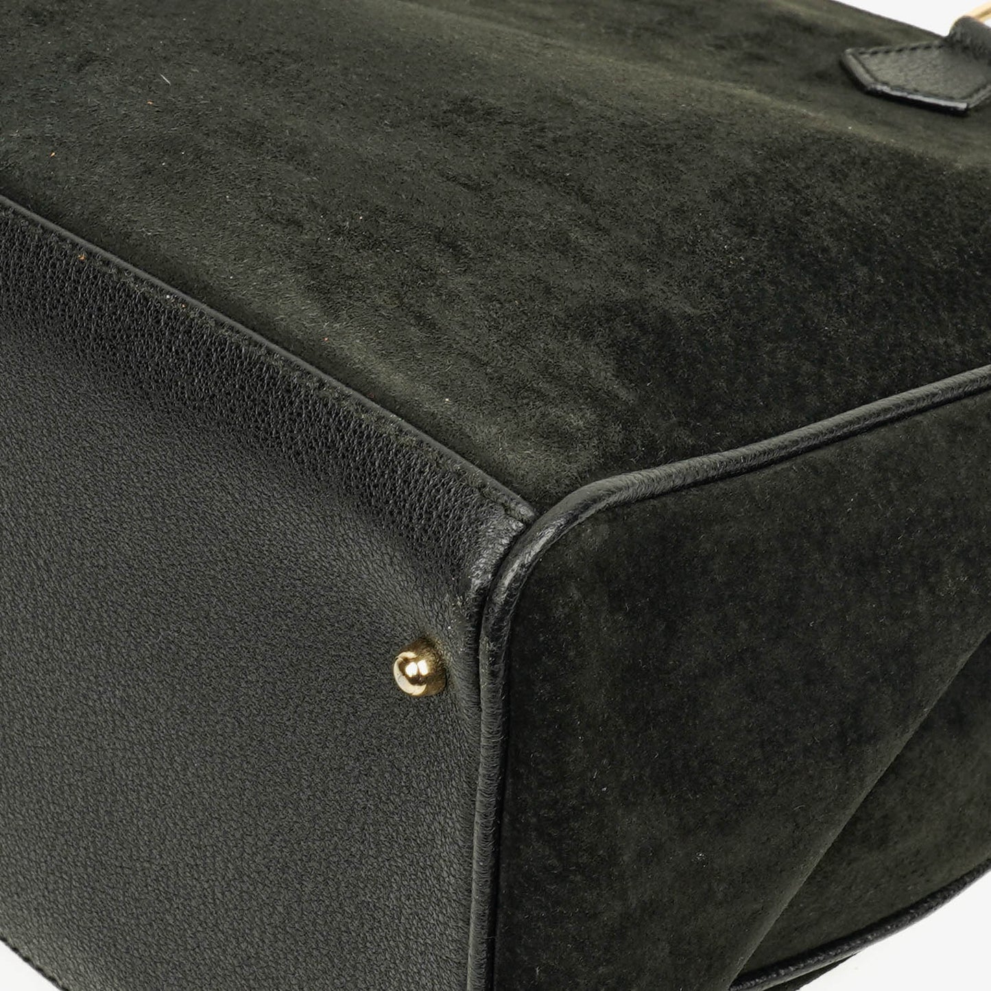 Gucci Black Vintage Suede Bamboo Tote