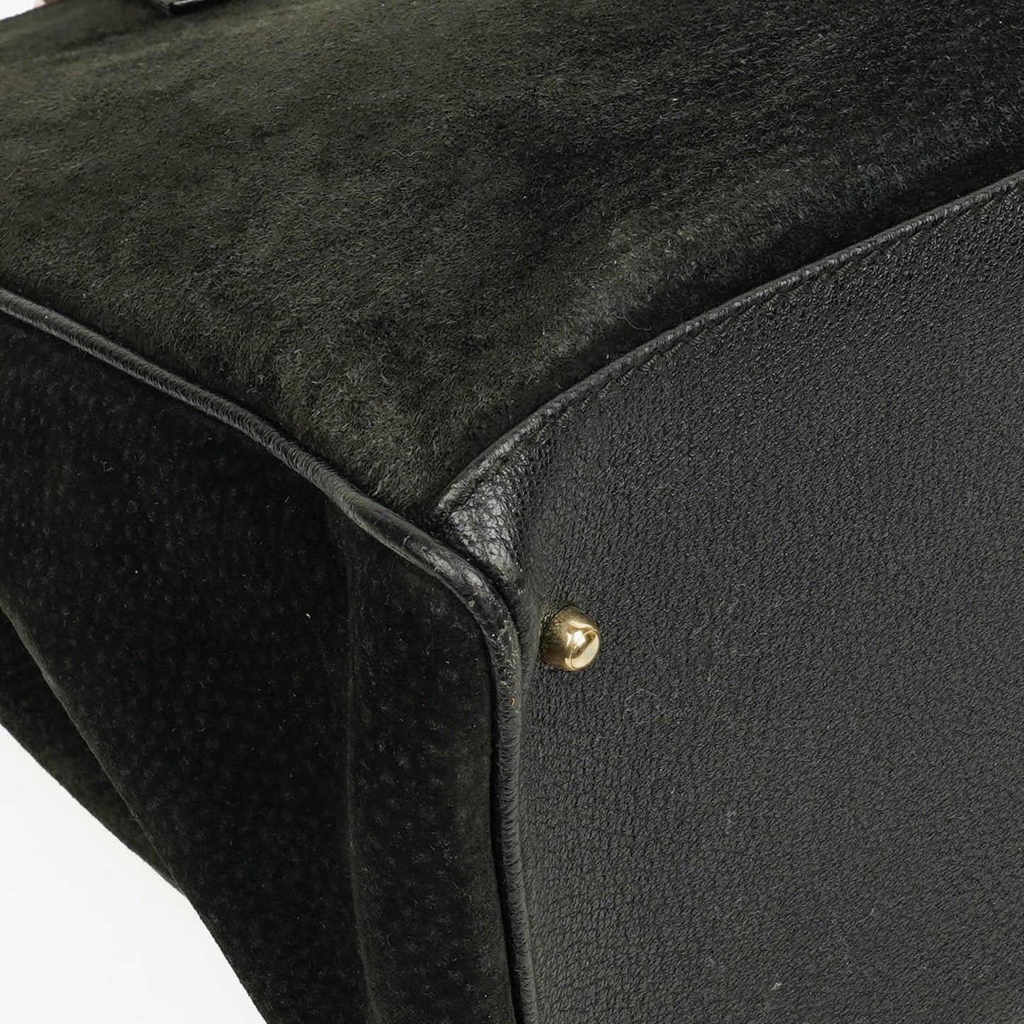 Gucci Black Vintage Suede Bamboo Tote