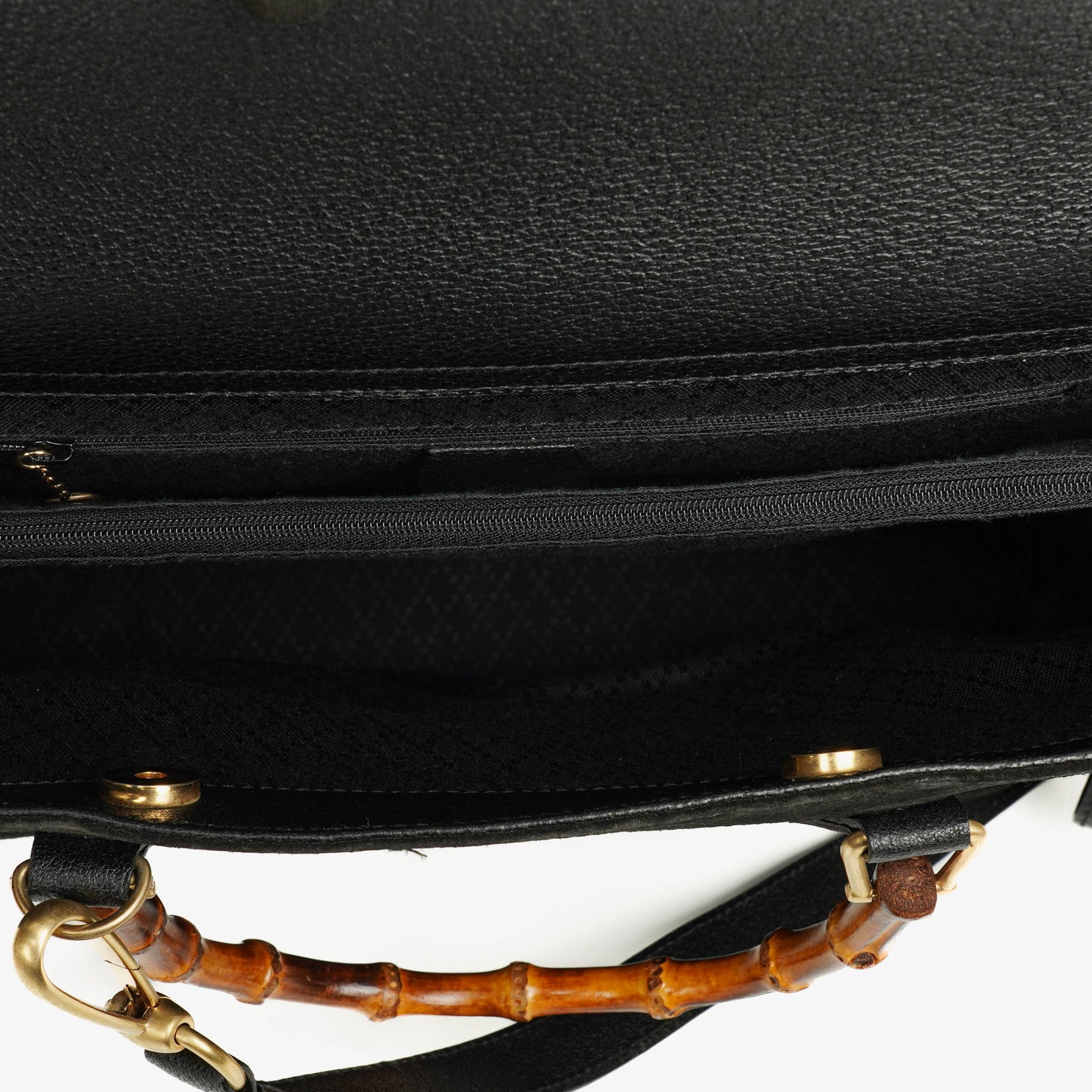 Gucci Black Vintage Suede Bamboo Tote