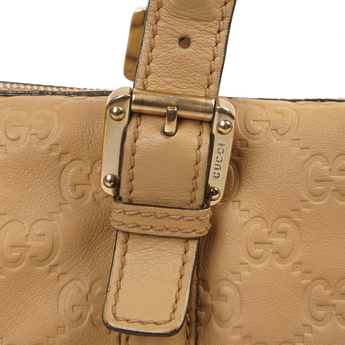 Gucci Britt Beige Guccissima Leather Boston Bag