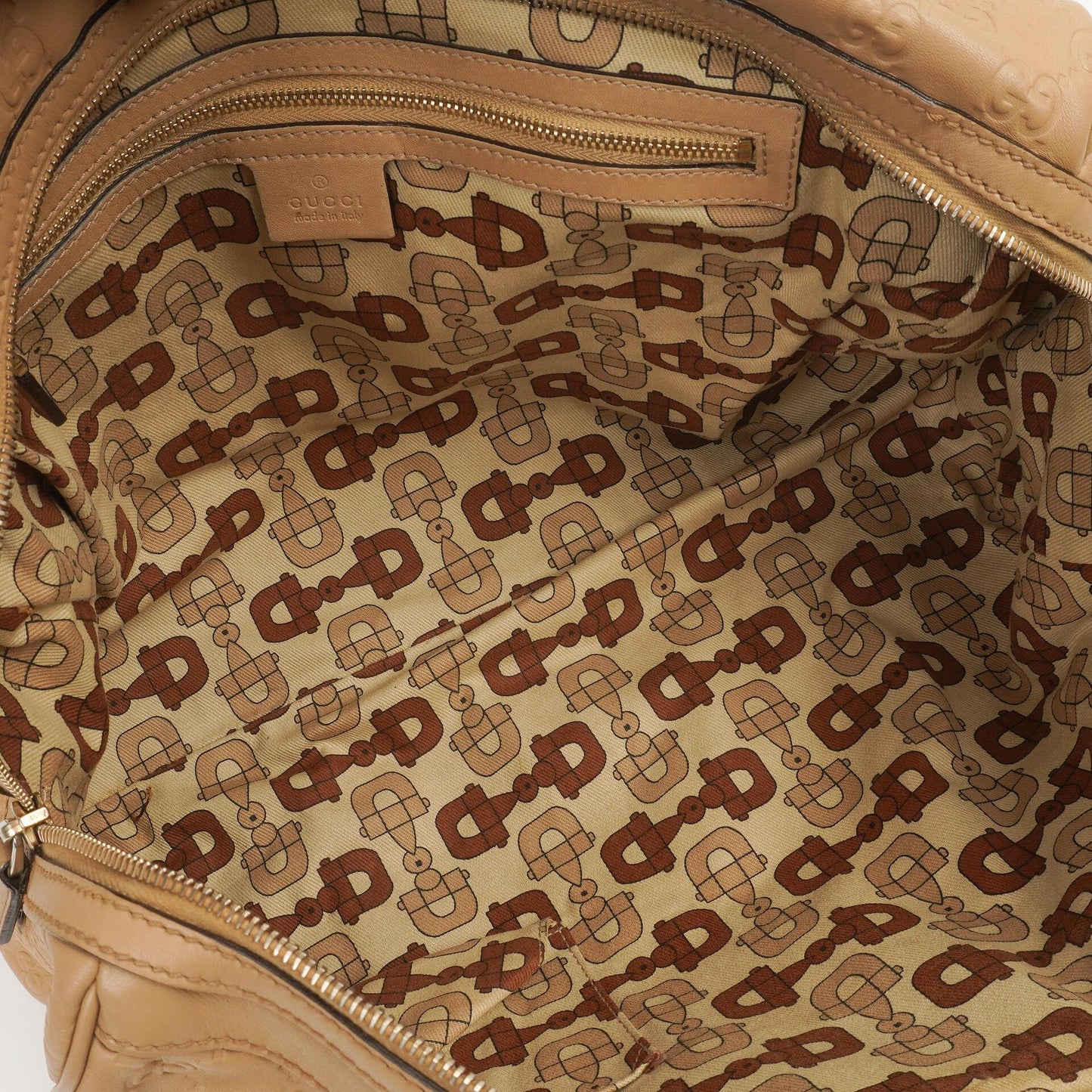 Gucci Britt Beige Guccissima Leather Boston Bag