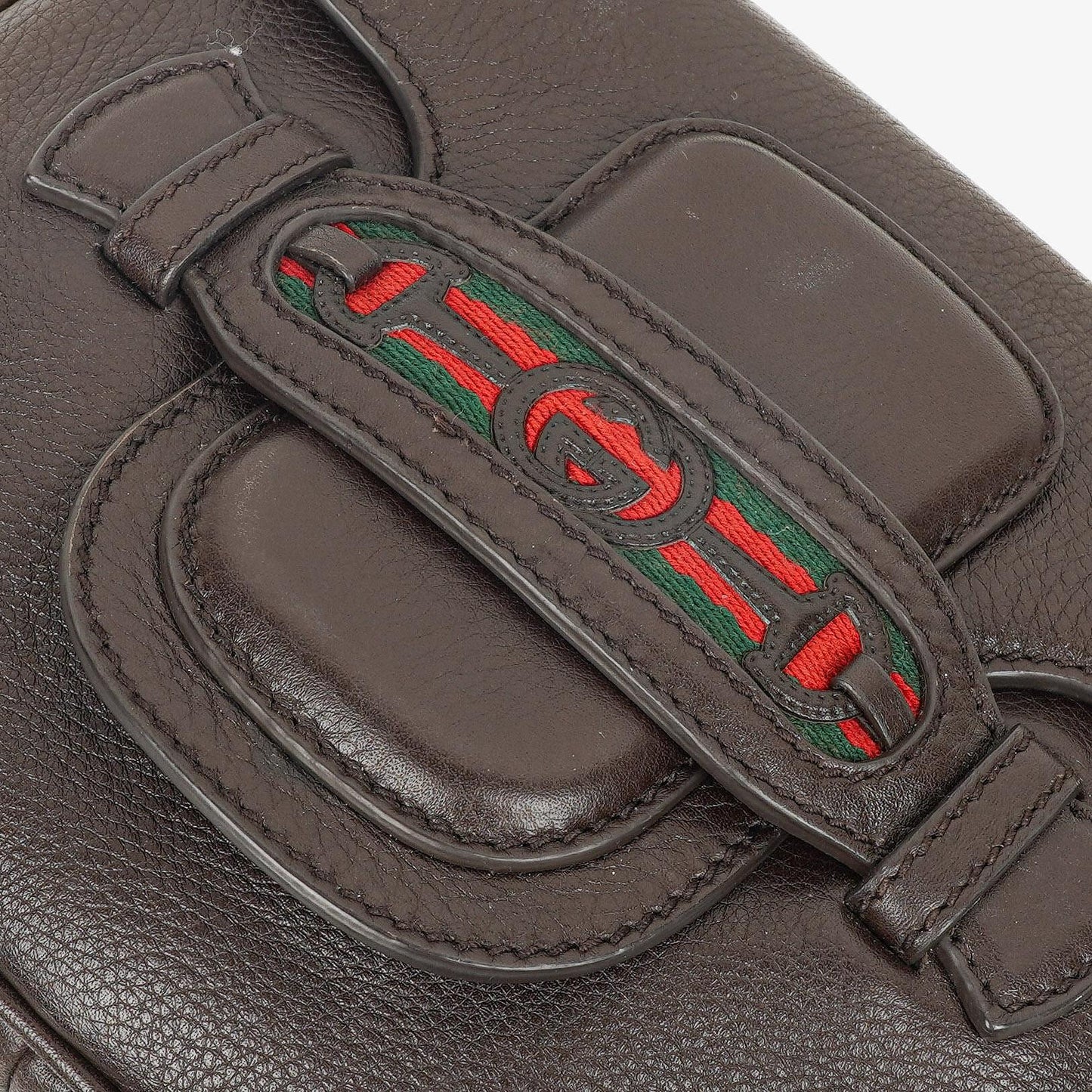 Gucci Brown Leather Dressage Crossbody Bag