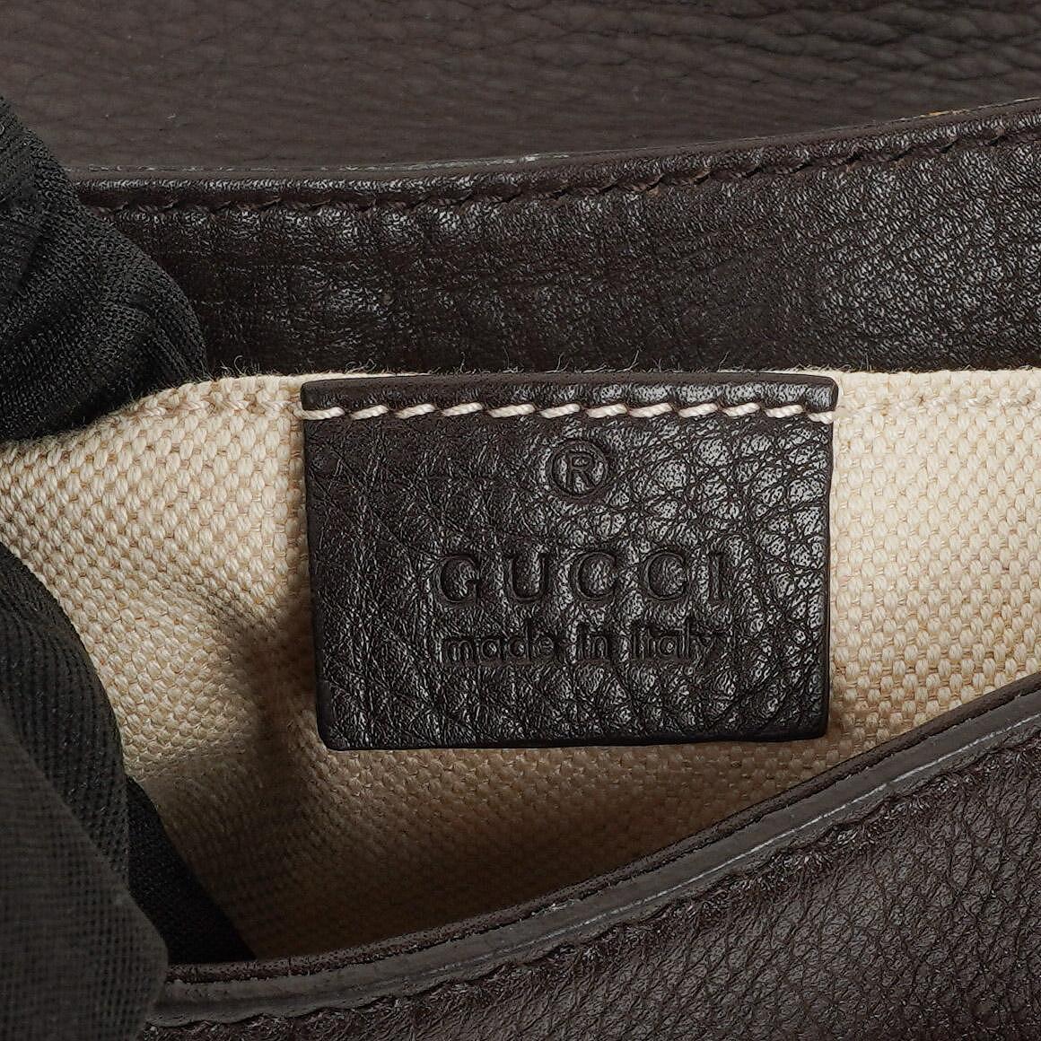 Gucci Brown Leather Dressage Crossbody Bag