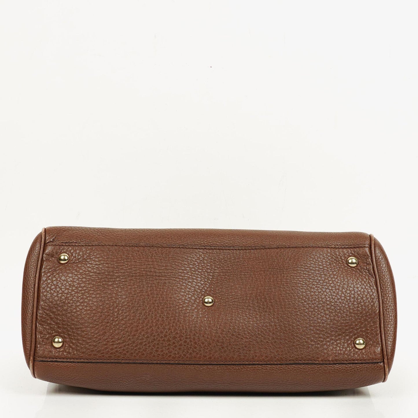 Gucci Brown Pebbled Calfskin Medium Bamboo Shopper Tote Bag