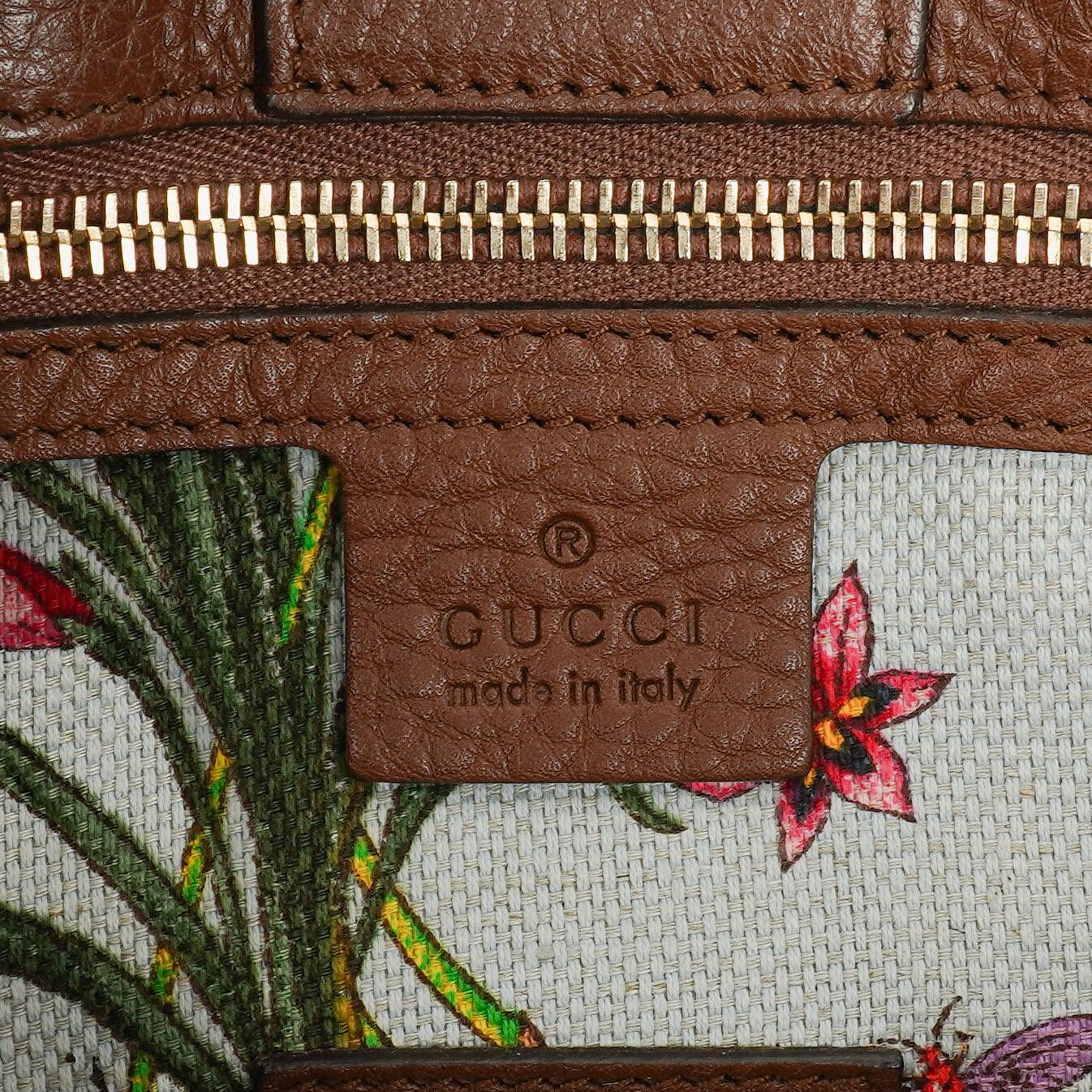 Gucci Brown Pebbled Calfskin Medium Bamboo Shopper Tote Bag