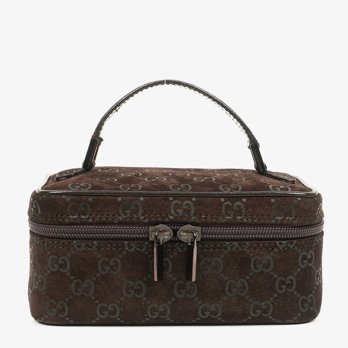 Gucci Brown Suede GG Vanity Bag