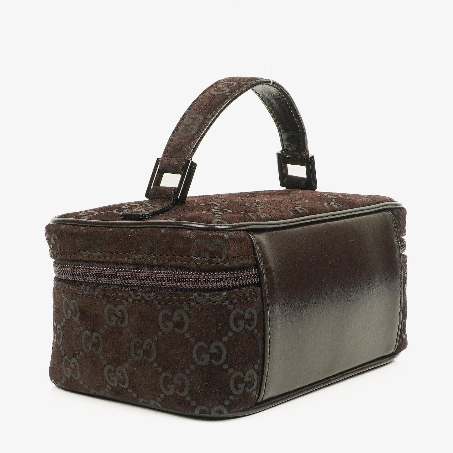 Gucci Brown Suede GG Vanity Bag