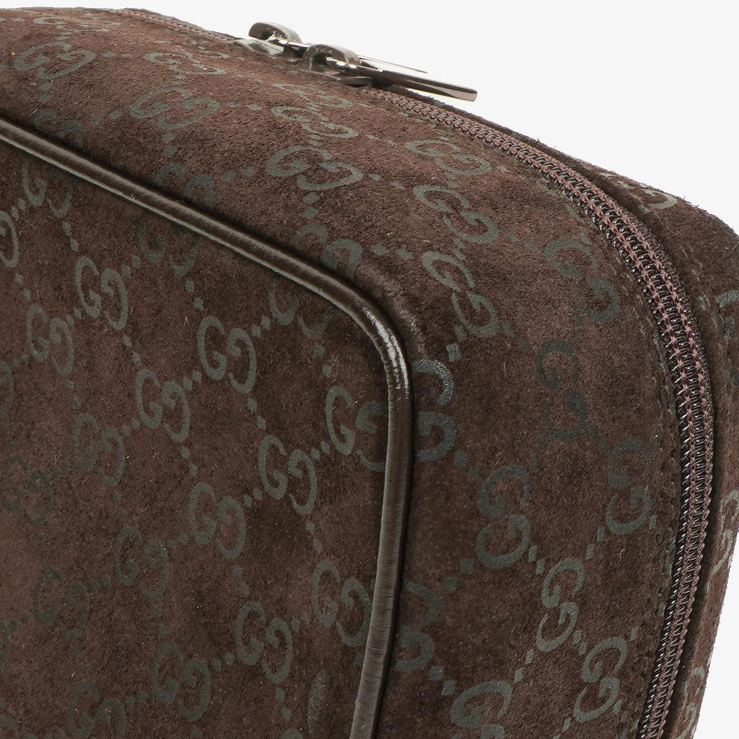 Gucci Brown Suede GG Vanity Bag