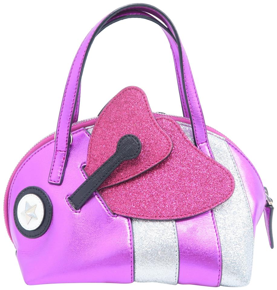 Gucci Butterfly Magenta Calfskin Metallic Tote