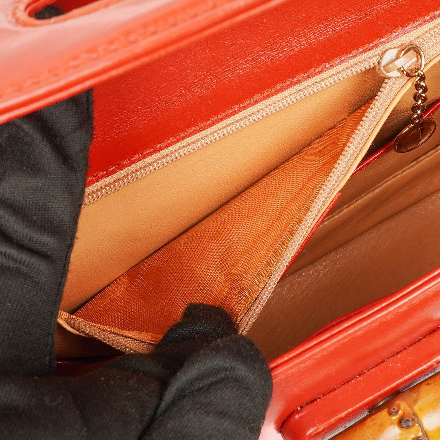 Gucci Convertible Bamboo Top Handle Red Leather Bag