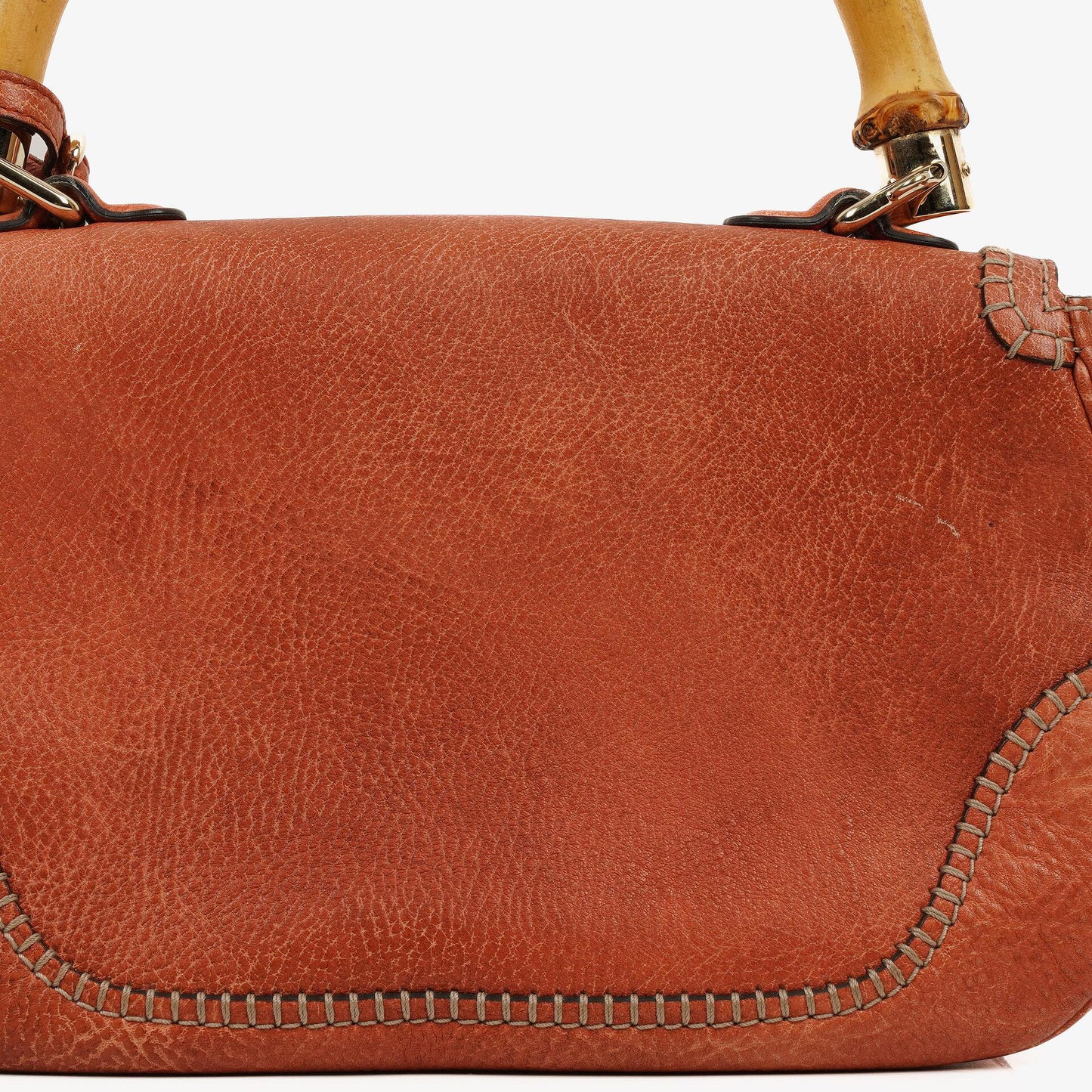 Gucci Coral Pebbled Calfskin Medium New Convertible Bamboo Top Handle Bag