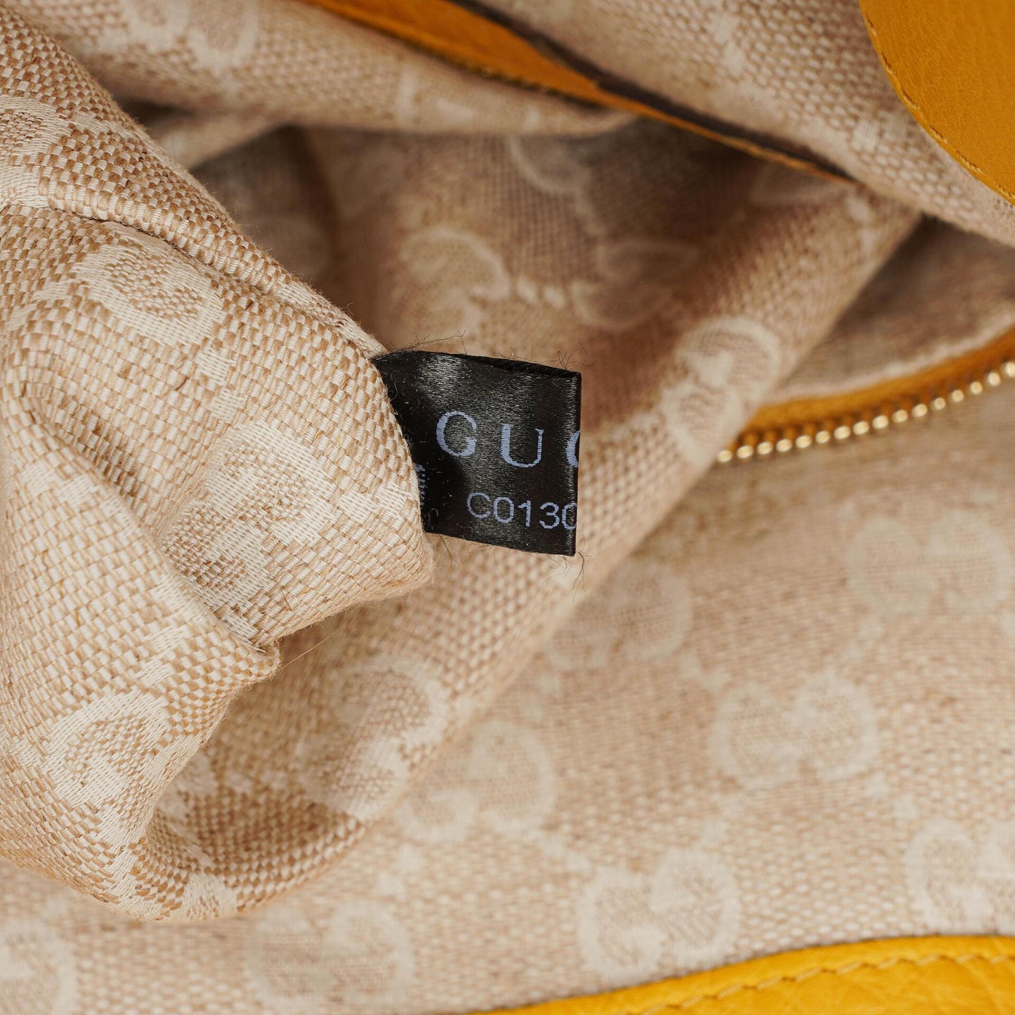 Gucci Diana Bamboo Handle Yellow Pebbled Leather Shoulder Bag