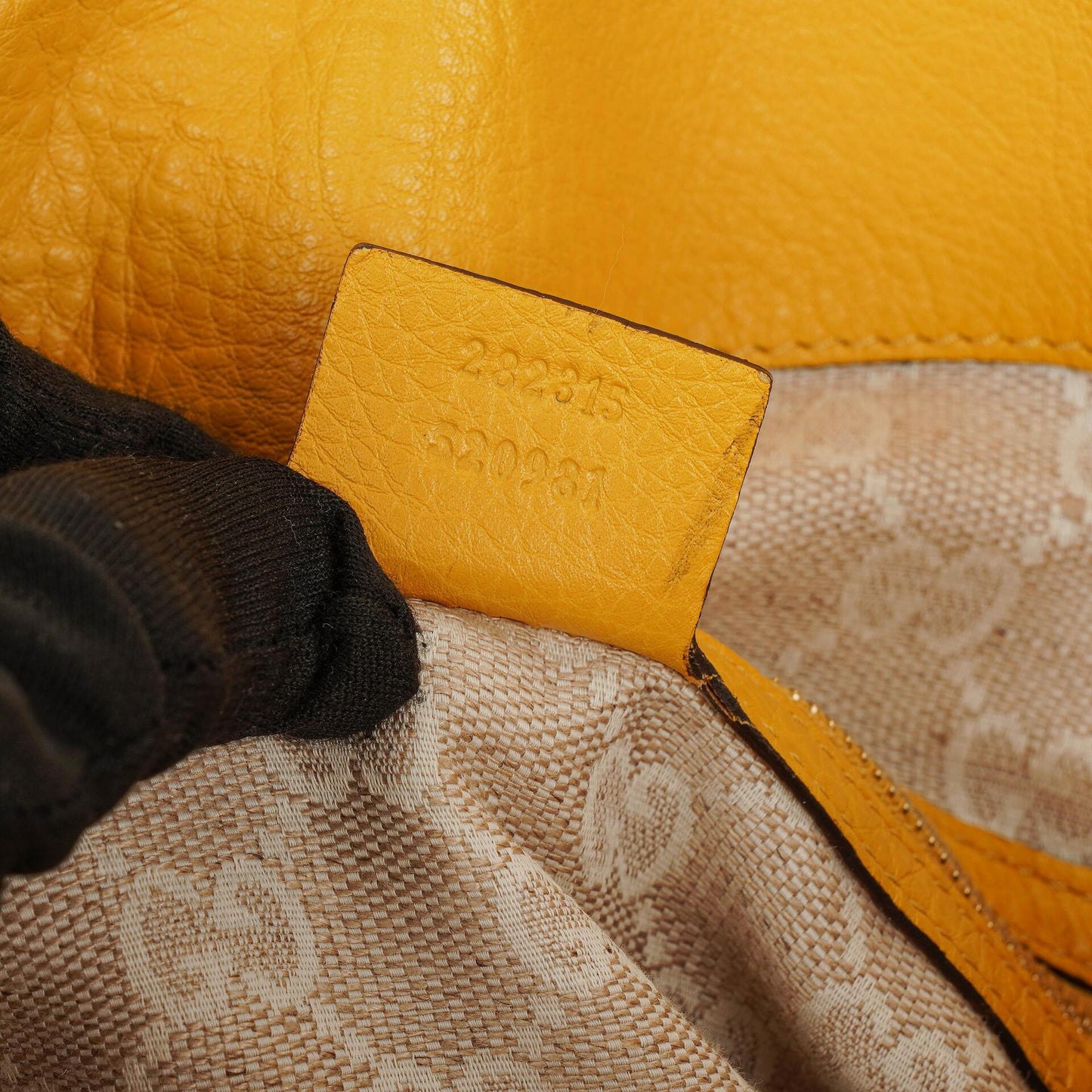 Gucci Diana Bamboo Handle Yellow Pebbled Leather Shoulder Bag