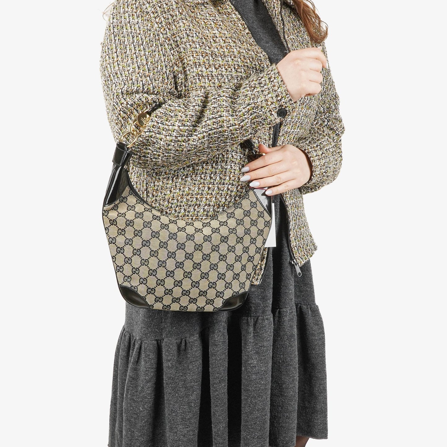 Gucci GG Canvas Handle Ring Hobo Bag