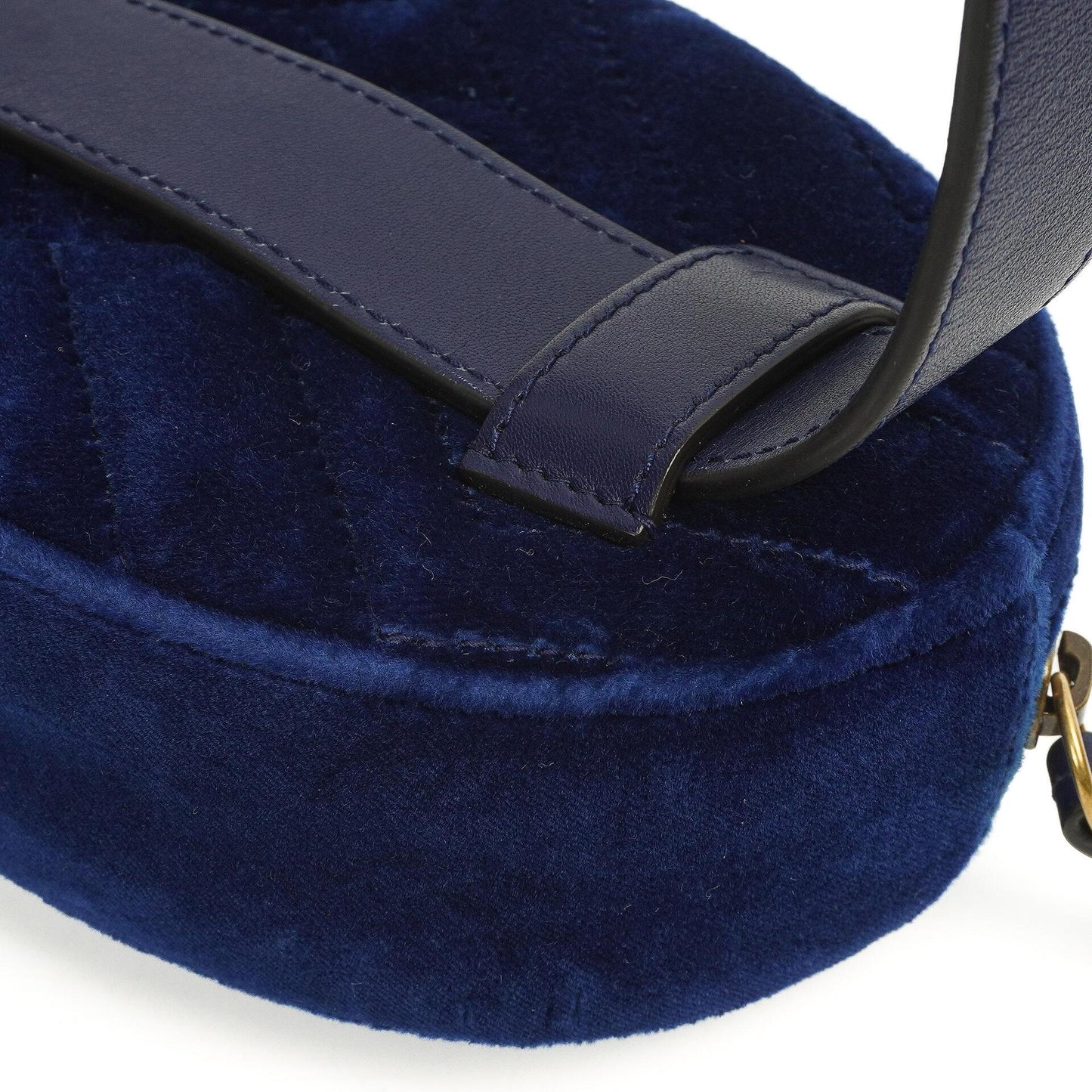 Gucci GG Marmont Matelasse Cobalt Blue Velvet Belt Bag 85 34
