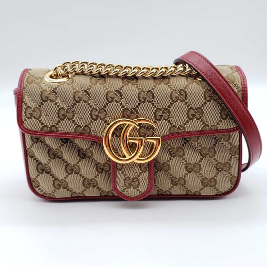 Gucci GG Marmont Leather Canvas Shoulder Bag Style 1