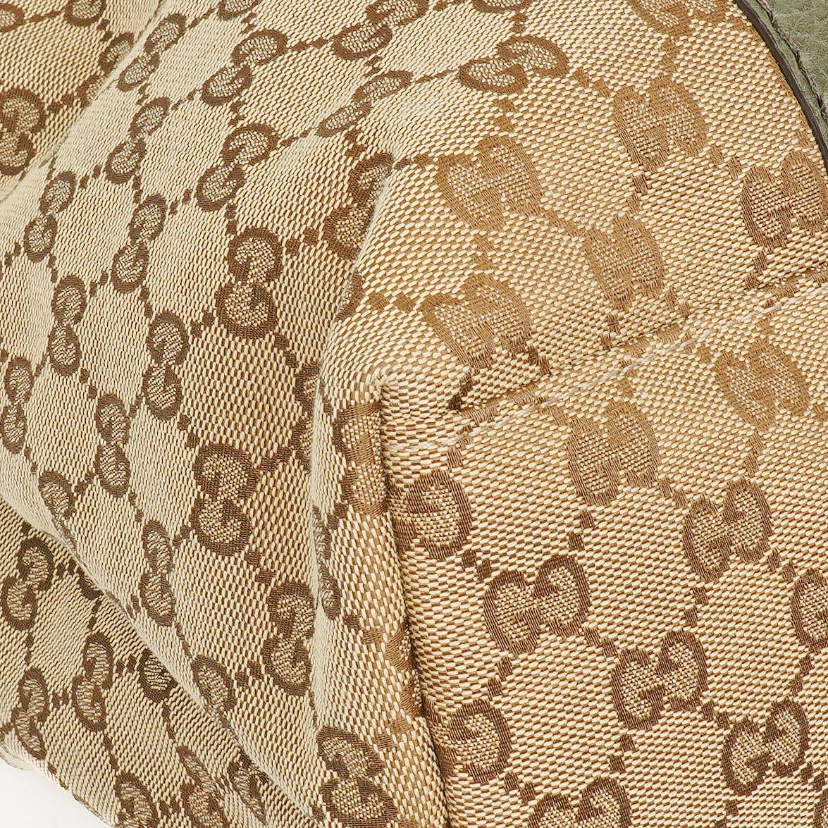 Gucci GG Monogram Canvas Beige Bamboo Top Handle Bag