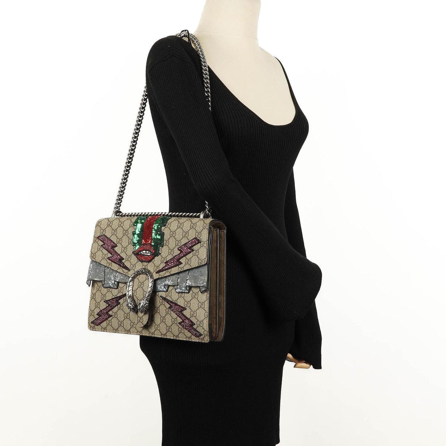 Gucci Dionysus GG Supreme Lightning Embroidered Medium Shoulder Bag