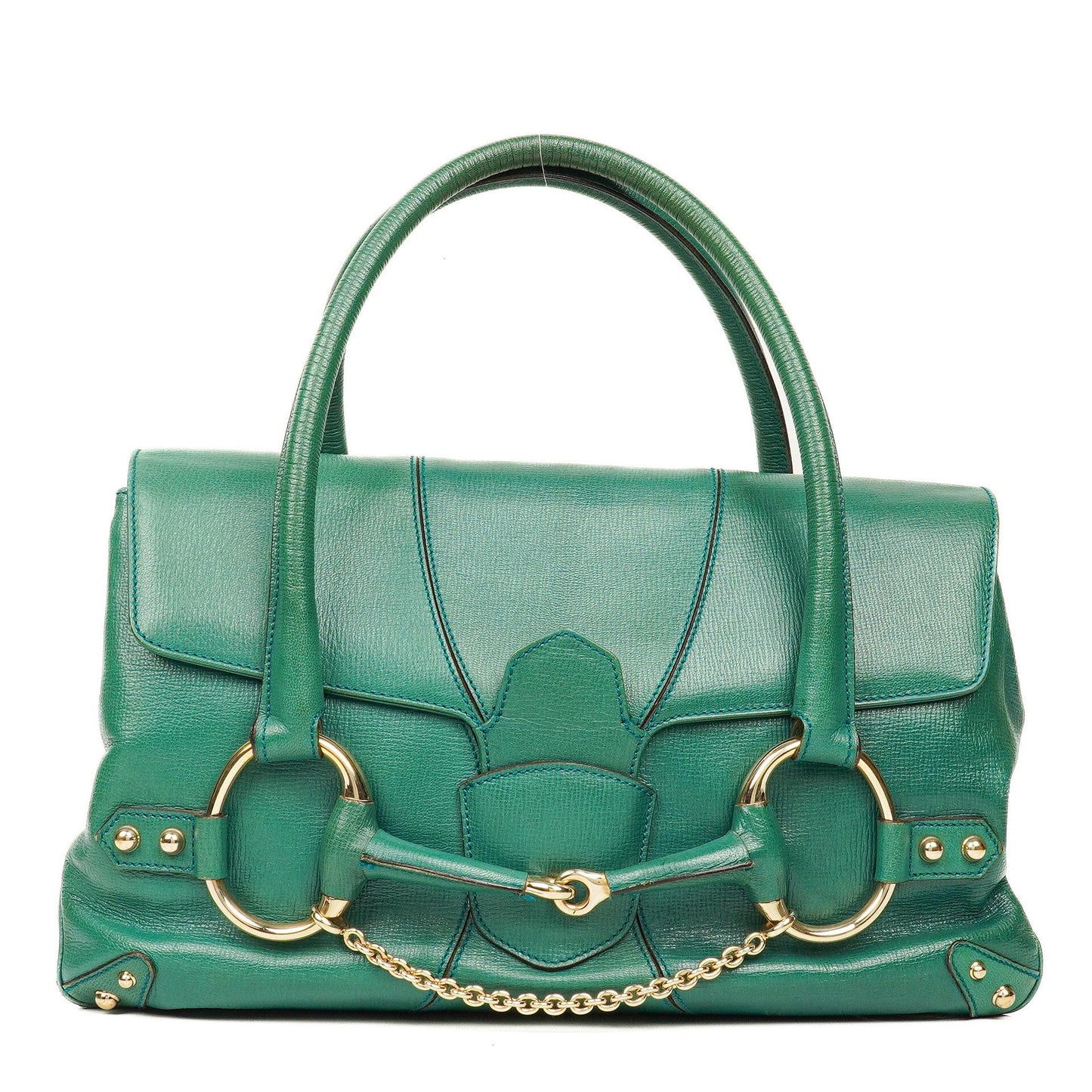 Gucci Grained Calfskin Large Horsebit Chain Flap Bag