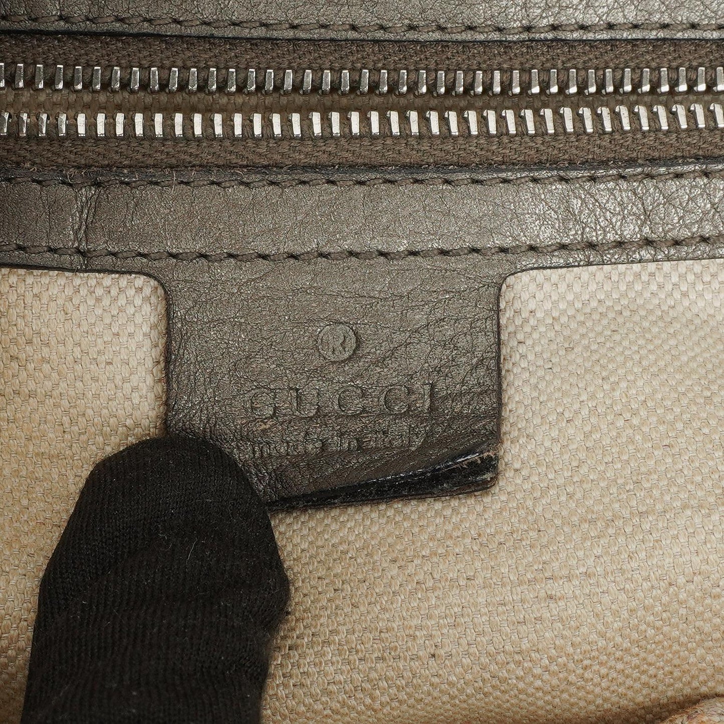 Gucci Grey Pebbled Calfskin Horsebit Hobo