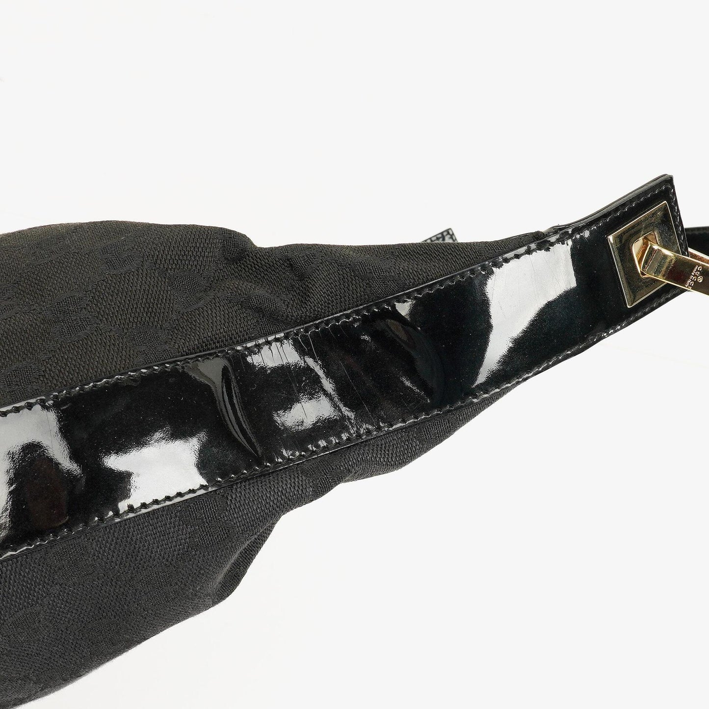 Gucci Hobo Shoulder Bag in GG Canvas and Patent Leather Black