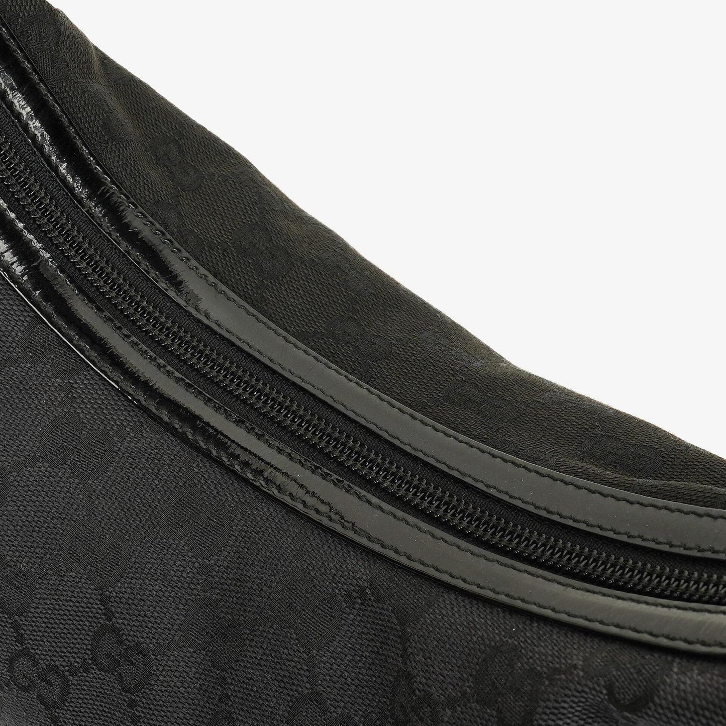 Gucci Hobo Shoulder Bag in GG Canvas and Patent Leather Black