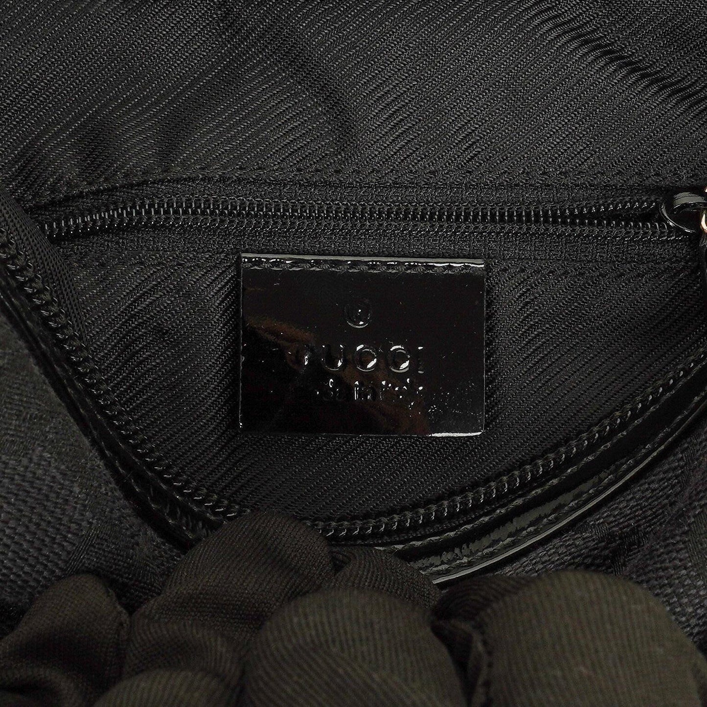 Gucci Hobo Shoulder Bag in GG Canvas and Patent Leather Black