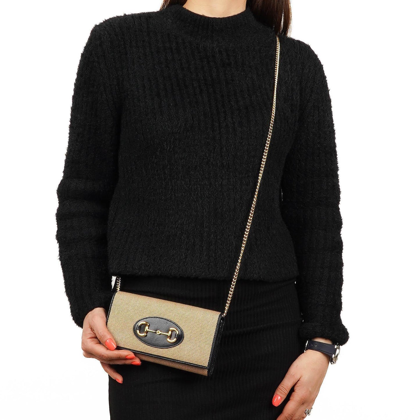 Gucci Horsebit 1955 Canvas Wallet on Chain