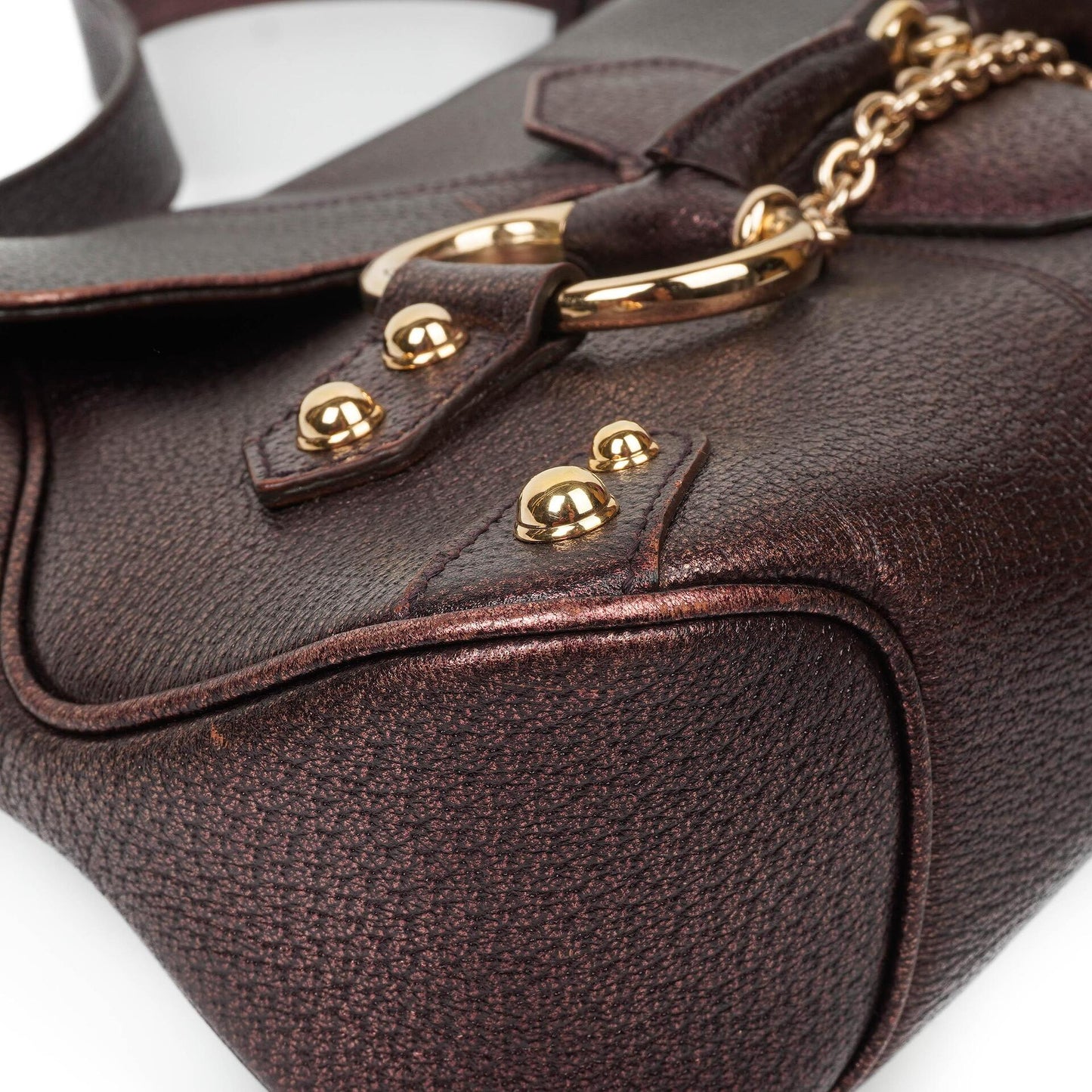 Gucci Horsebit Flap Purple Leather Shoulder Bag
