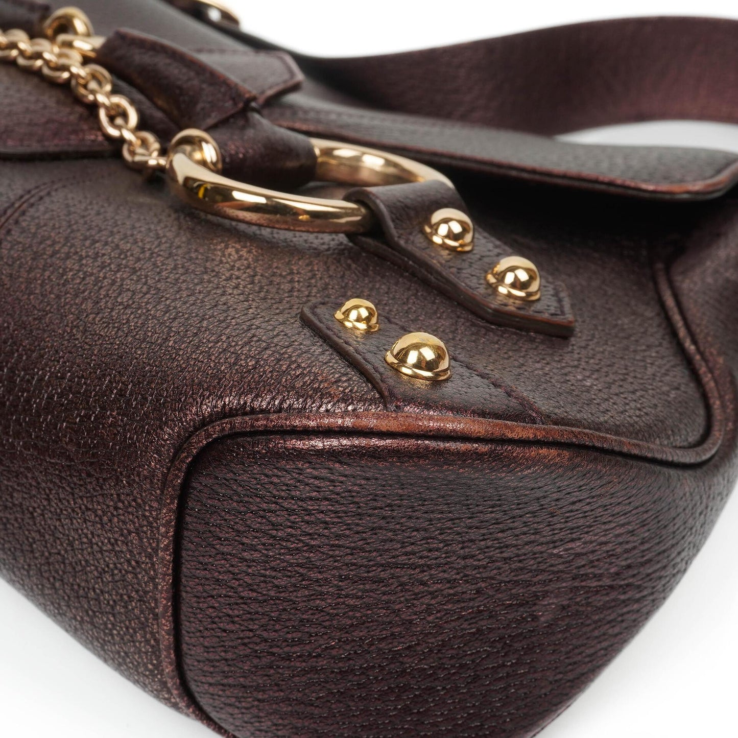 Gucci Horsebit Flap Purple Leather Shoulder Bag