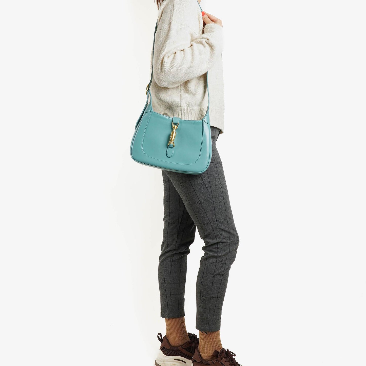 Gucci Jackie 1961 Light Blue Leather Small Shoulder Bag