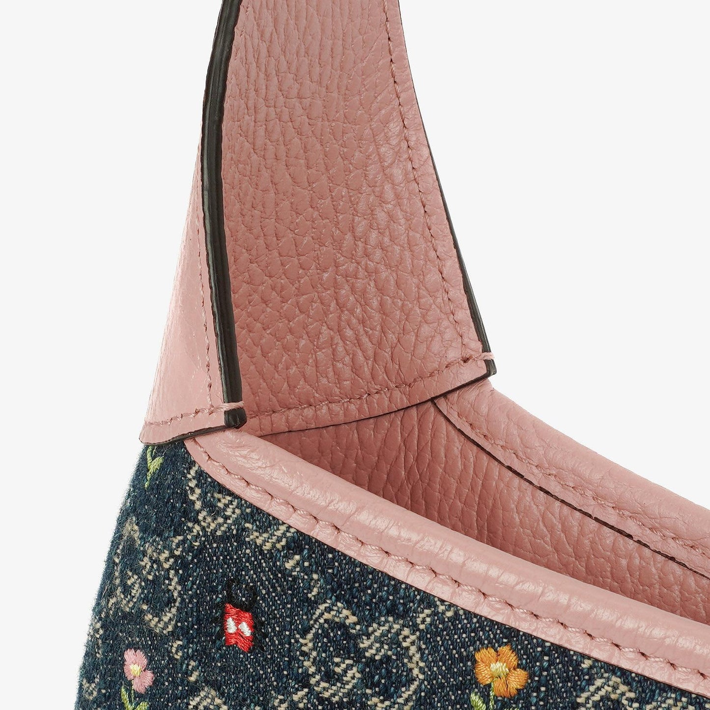 Gucci Jackie 1961 Limited Edition Pink/Blue Leather/Denim GG Floral Small Shoulder Bag
