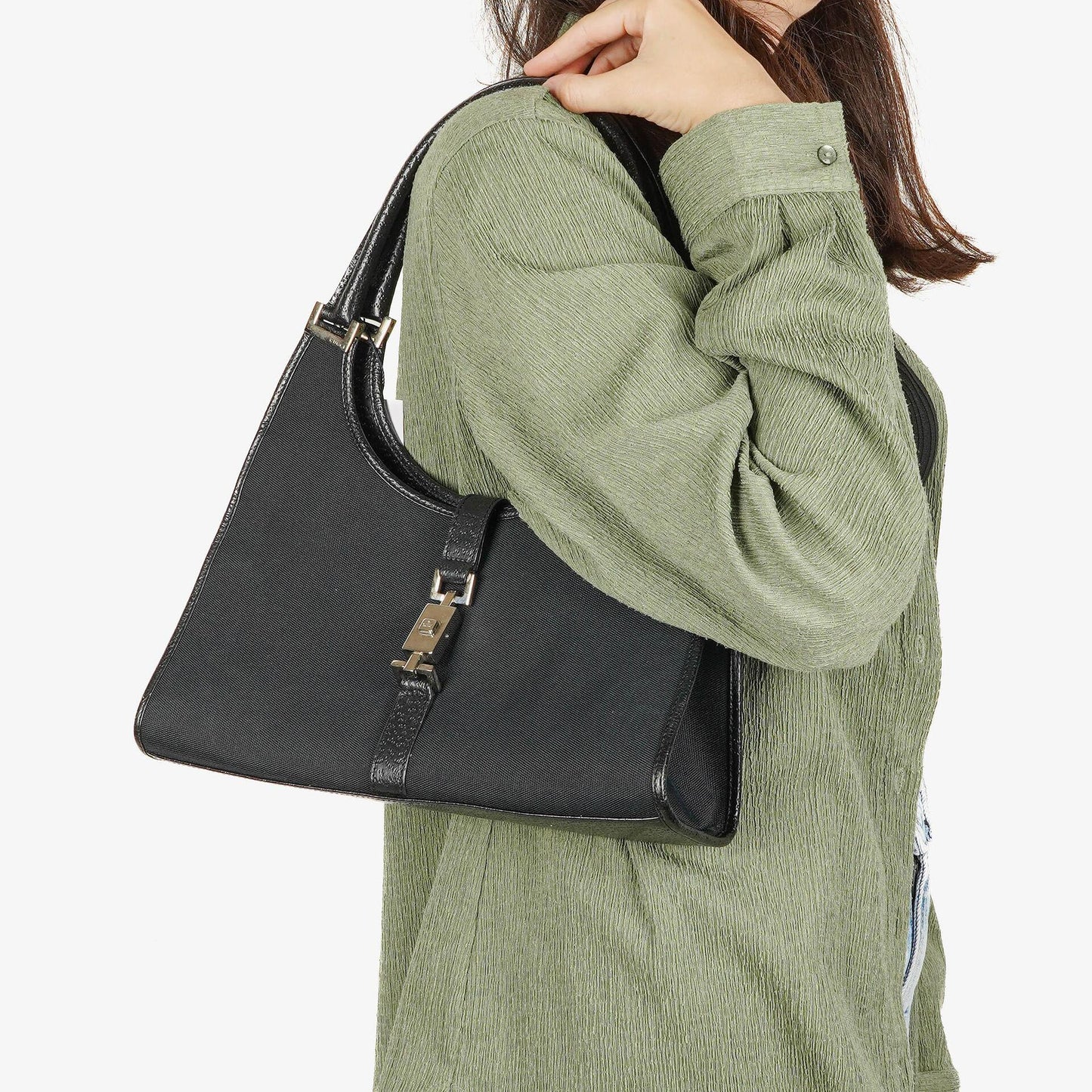 Gucci Jackie Balck Canvas Shoulder Bag