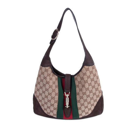 Gucci Jackie Canvas Suede Shoulder Bag